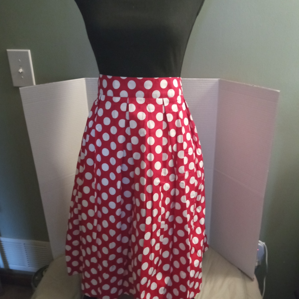 Womans 50'S Style Red Polka Dot Skirt. Size 3x Brand New Without Tags Pocket On